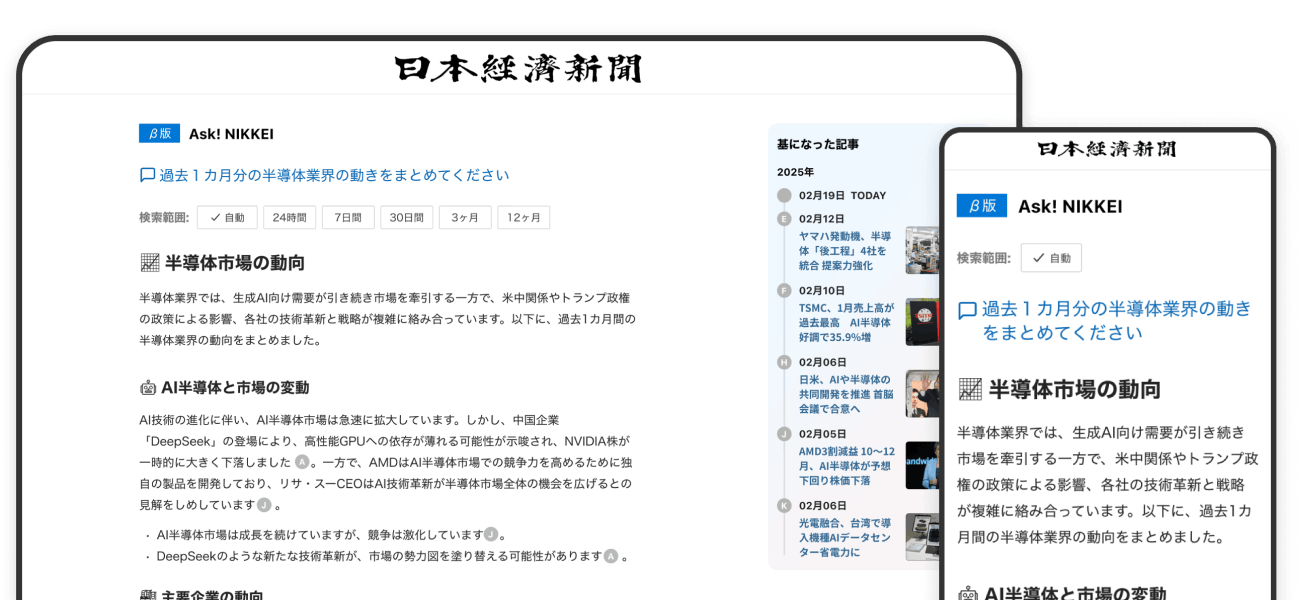 Ask Nikkeiを使用している画面例