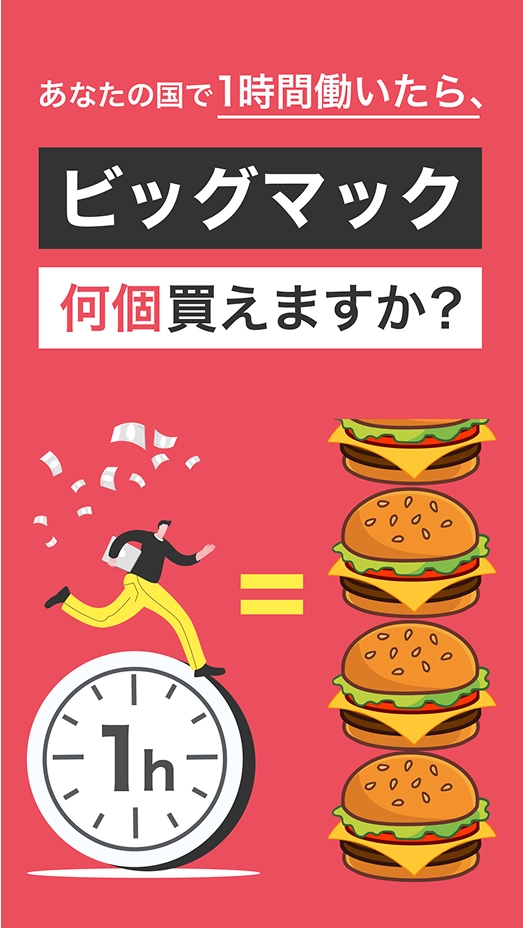 あなたの国で1時間働いたら、ビッグマック何個買えますか？